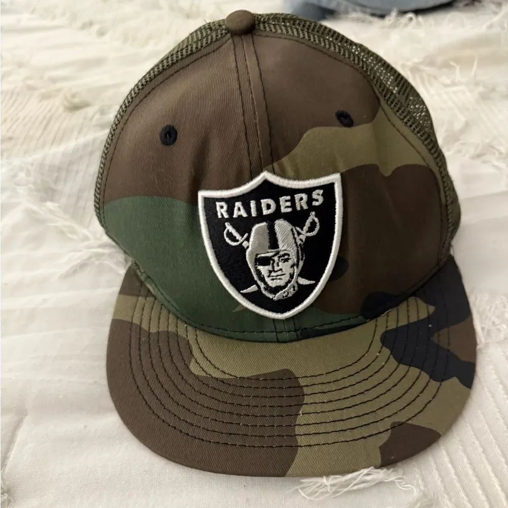 Raiders camo brown and green trucker hat